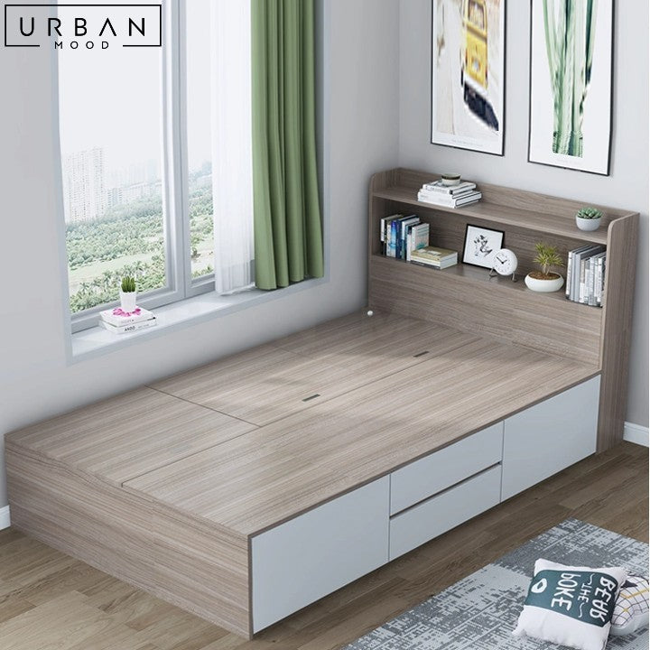 Timmer Modern Storage Bedframe with Sleek Design - URBANMOOD