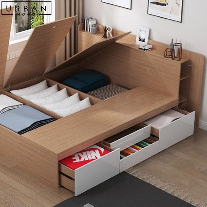Timmer Modern Storage Bedframe with Sleek Design - URBANMOOD
