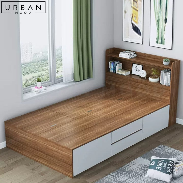 Timmer Modern Storage Bedframe with Sleek Design - URBANMOOD