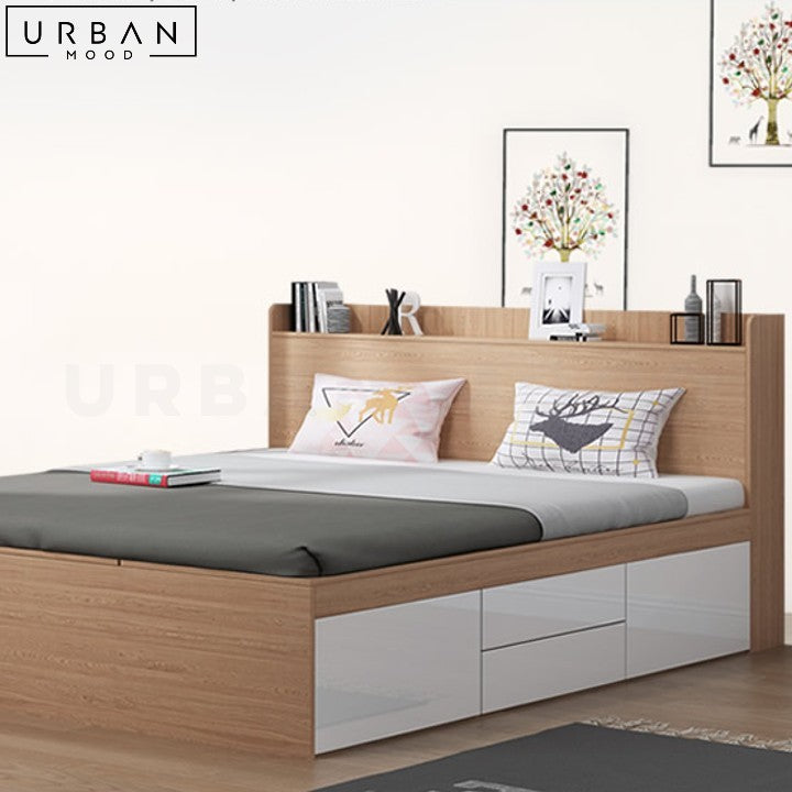 Timmer Modern Storage Bedframe with Sleek Design - URBANMOOD