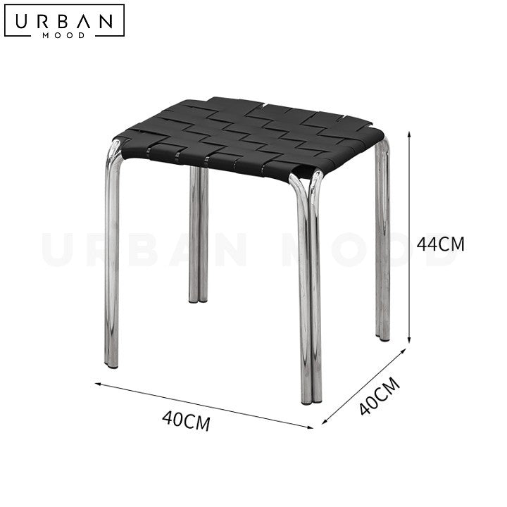 VIAENE Modern Leather Stool with Metal Frame - URBANMOOD