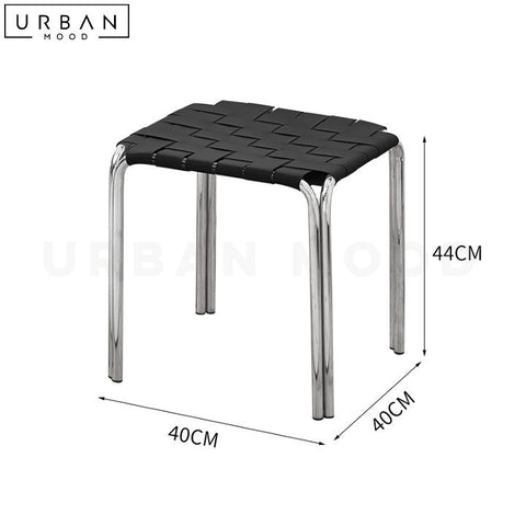 VIAENE Modern Leather Stool with Metal Frame - URBANMOOD