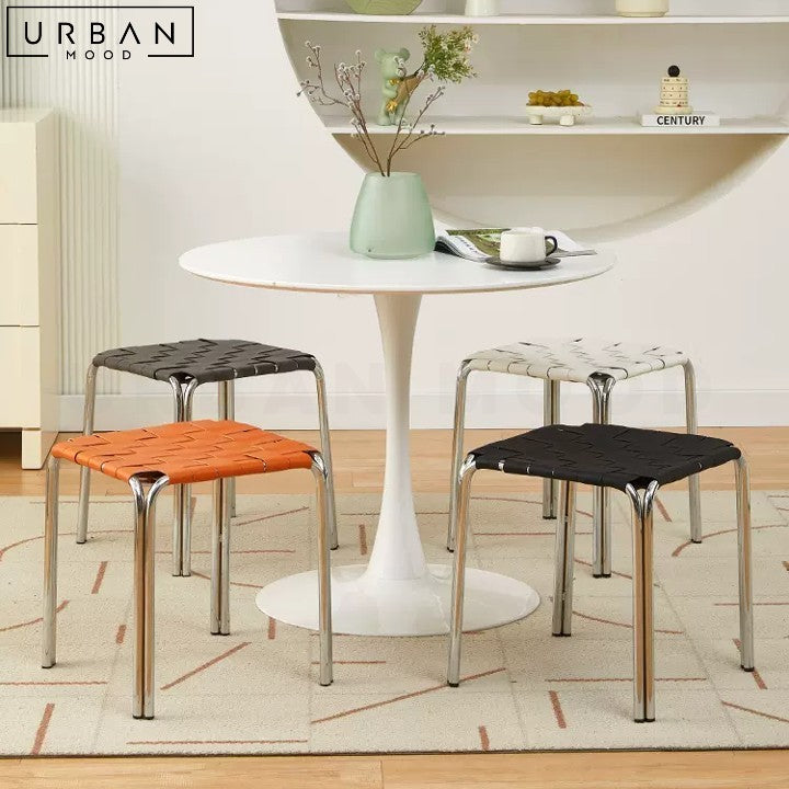 VIAENE Modern Leather Stool with Metal Frame - URBANMOOD