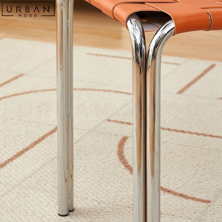 VIAENE Modern Leather Stool with Metal Frame - URBANMOOD