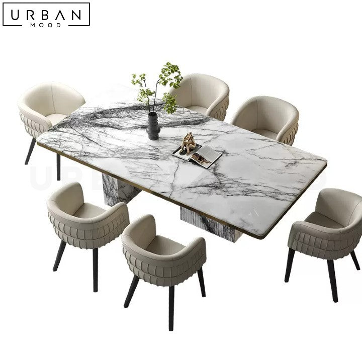 VILLA Modern Marble Dining Table with Natural Stone Top - URBANMOOD