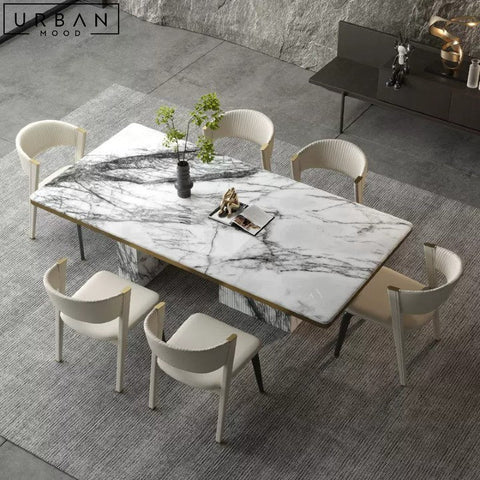 VILLA Modern Marble Dining Table with Natural Stone Top - URBANMOOD