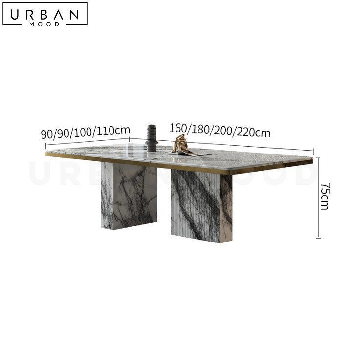 VILLA Modern Marble Dining Table with Natural Stone Top - URBANMOOD
