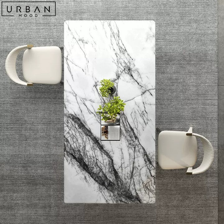 VILLA Modern Marble Dining Table with Natural Stone Top - URBANMOOD