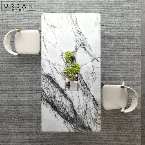 VILLA Modern Marble Dining Table with Natural Stone Top - URBANMOOD