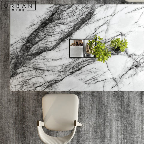 VILLA Modern Marble Dining Table with Natural Stone Top - URBANMOOD