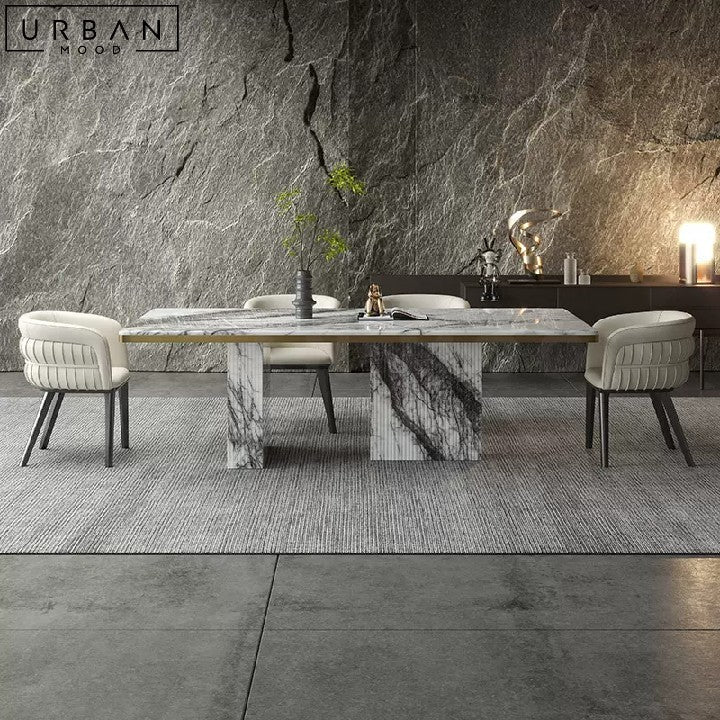 VILLA Modern Marble Dining Table with Natural Stone Top - URBANMOOD