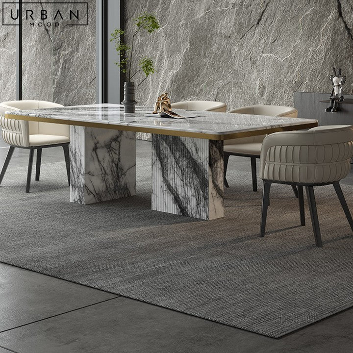 VILLA Modern Marble Dining Table with Natural Stone Top - URBANMOOD
