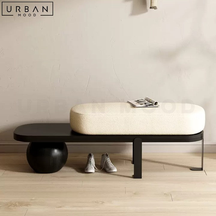 VIS Modern Boucle Bench Upholstered in Soft Boucle Fabric - URBANMOOD