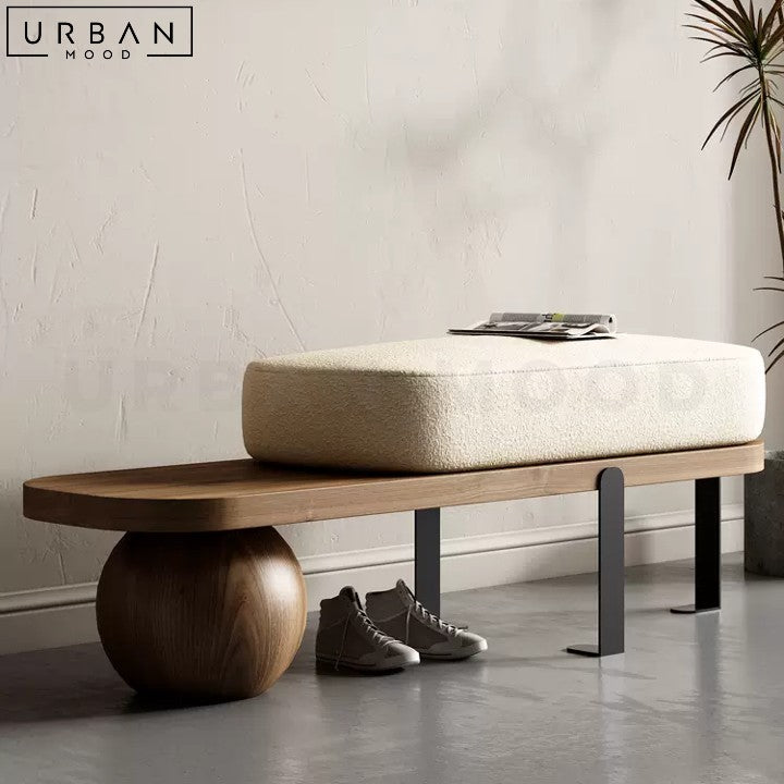 VIS Modern Boucle Bench Upholstered in Soft Boucle Fabric - URBANMOOD