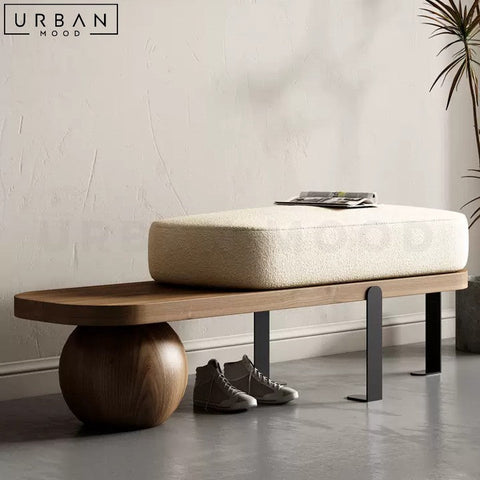 VIS Modern Boucle Bench Upholstered in Soft Boucle Fabric - URBANMOOD