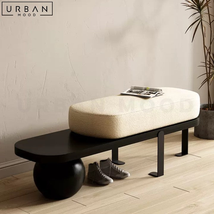 VIS Modern Boucle Bench Upholstered in Soft Boucle Fabric - URBANMOOD