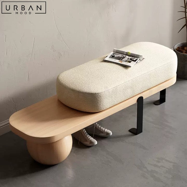 VIS Modern Boucle Bench Upholstered in Soft Boucle Fabric - URBANMOOD