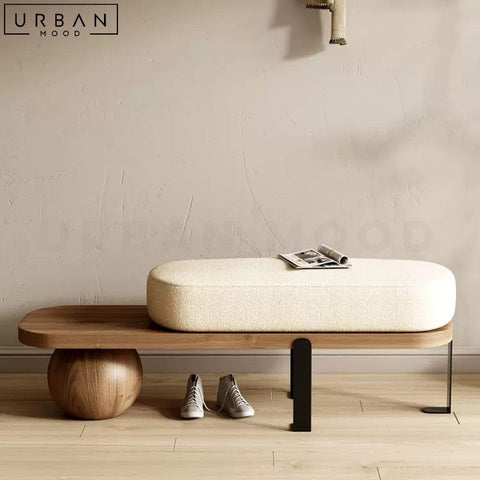 VIS Modern Boucle Bench Upholstered in Soft Boucle Fabric - URBANMOOD
