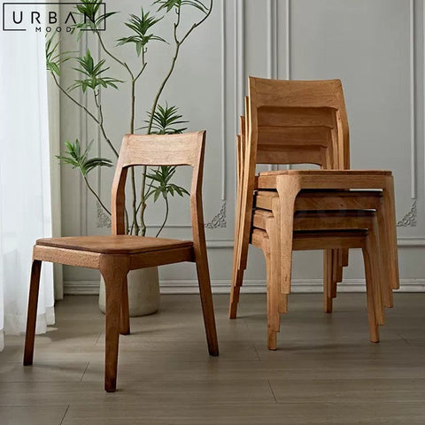 WEISE Modern Japandi Rubber Wood Dining Chair - URBANMOOD