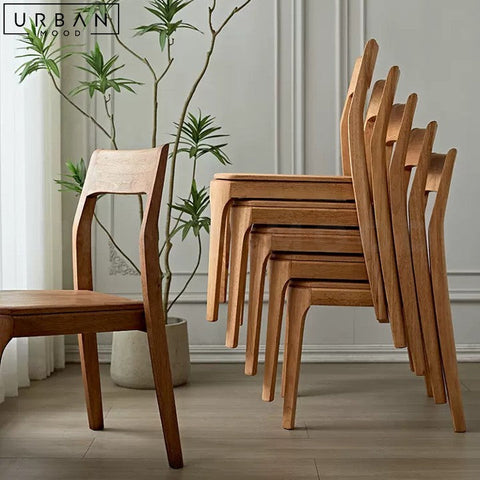 WEISE Modern Japandi Rubber Wood Dining Chair - URBANMOOD