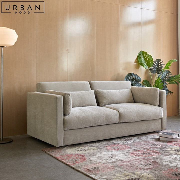WYLIE Scandinavian Fabric Sofa Bed with Wooden Frame - URBANMOOD
