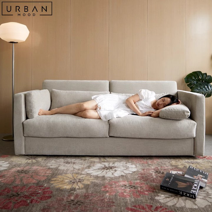 WYLIE Scandinavian Fabric Sofa Bed with Wooden Frame - URBANMOOD