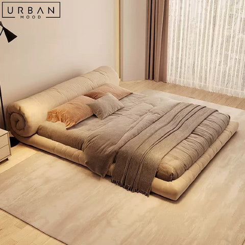 YEN Modern Velvet Bedframe Japanese Design - URBANMOOD