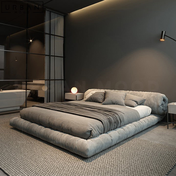 YEN Modern Velvet Bedframe Japanese Design - URBANMOOD