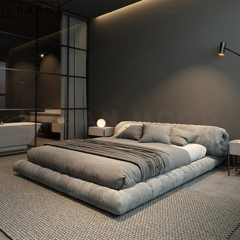 YEN Modern Velvet Bedframe Japanese Design - URBANMOOD