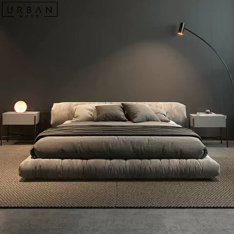 YEN Modern Velvet Bedframe Japanese Design - URBANMOOD