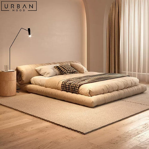YEN Modern Velvet Bedframe Japanese Design - URBANMOOD