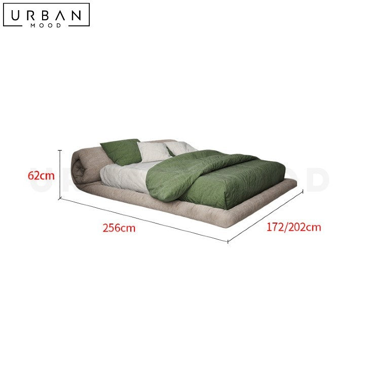 YEN Modern Velvet Bedframe Japanese Design - URBANMOOD
