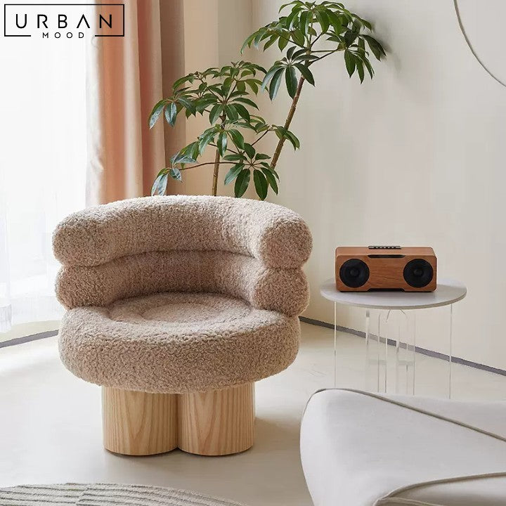 ZAK Lambswool Leisure Chair Comfortable Boucle Armchair - URBANMOOD