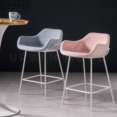 ZAPPY Modern Boucle Bar Stool with Mid Height Backrest - URBANMOOD