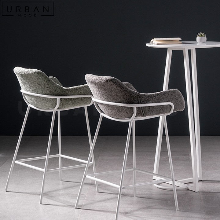 ZAPPY Modern Boucle Bar Stool with Mid Height Backrest - URBANMOOD