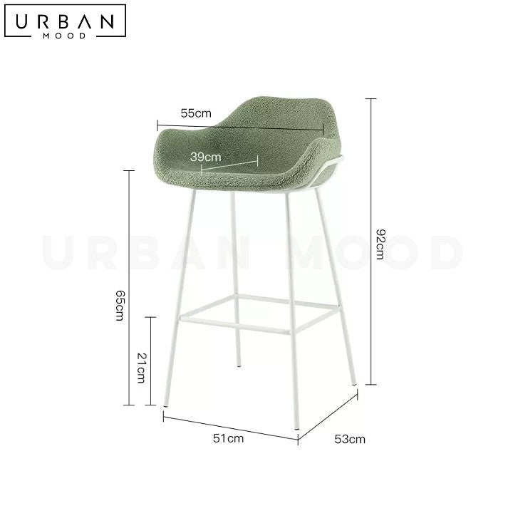 ZAPPY Modern Boucle Bar Stool with Mid Height Backrest - URBANMOOD