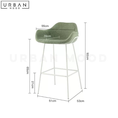 ZAPPY Modern Boucle Bar Stool with Mid Height Backrest - URBANMOOD