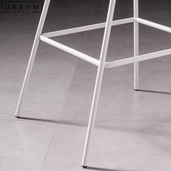 ZAPPY Modern Boucle Bar Stool with Mid Height Backrest - URBANMOOD