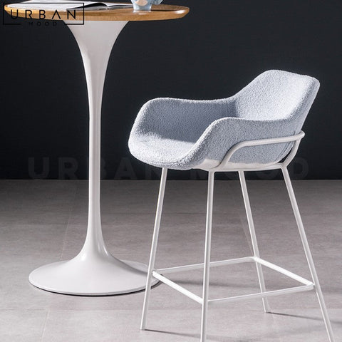 ZAPPY Modern Boucle Bar Stool with Mid Height Backrest - URBANMOOD