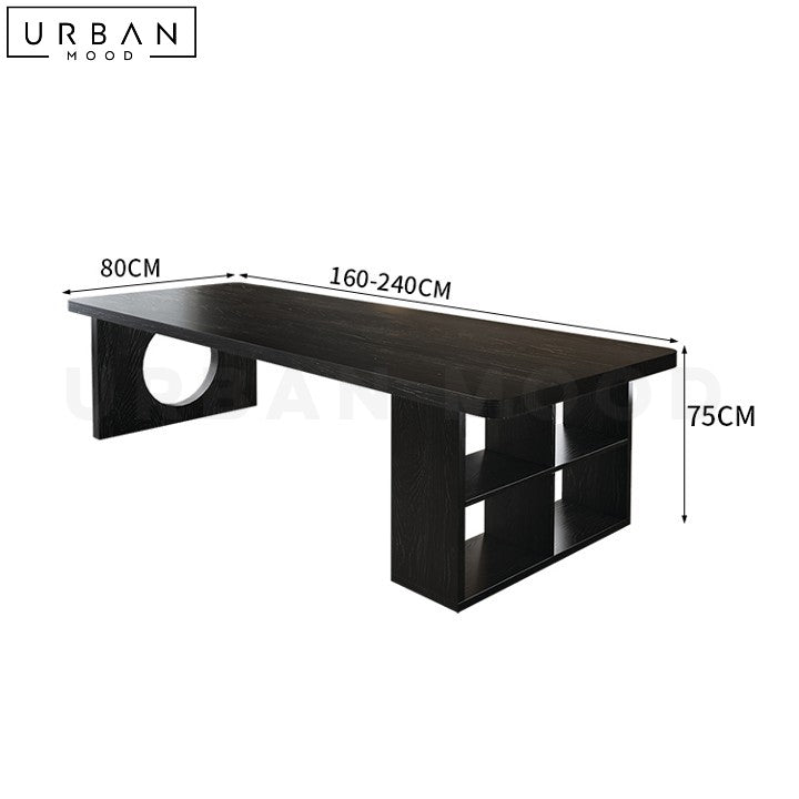 ZASHA Modern Solid Wood Dining Table with Display Shelf - URBANMOOD