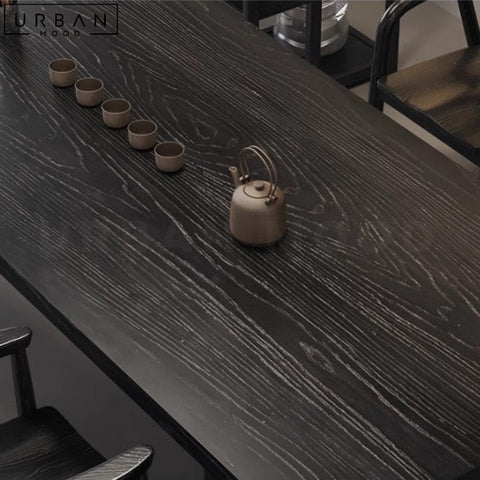 ZASHA Modern Solid Wood Dining Table with Display Shelf - URBANMOOD
