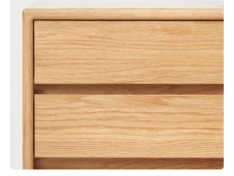 Oak Solid Wood Natural Finish Multi Functional Bedside Table with Drawer & Wheels for Bedroom or Study