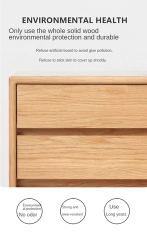 Oak Solid Wood Natural Finish Multi Functional Bedside Table with Drawer & Wheels for Bedroom or Study