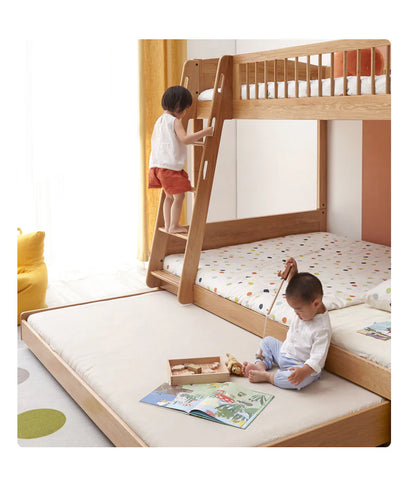 Oak, Beech solid wood floor bed with pulley toddler bed<