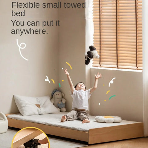 Oak, Beech solid wood floor bed with pulley toddler bed<