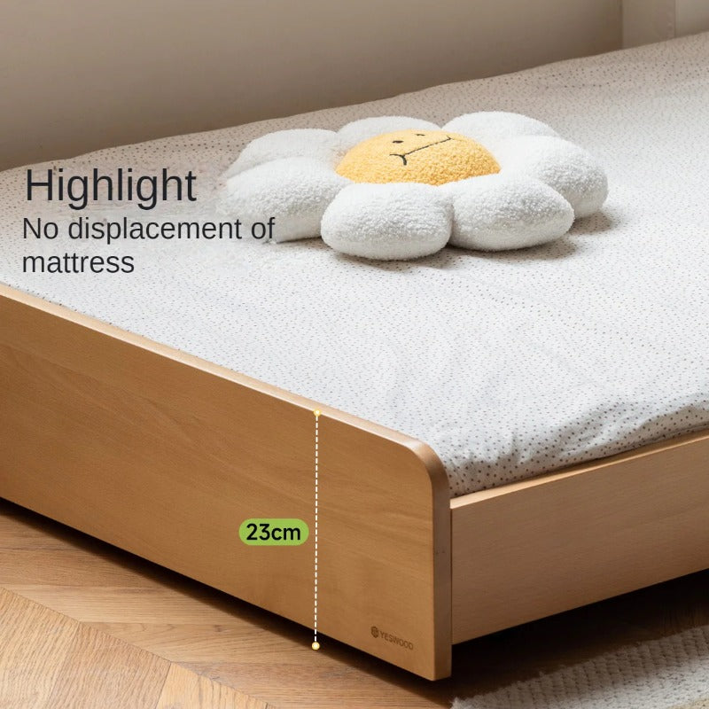 Oak, Beech solid wood floor bed with pulley toddler bed<
