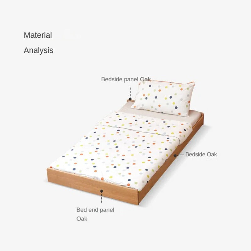 Oak, Beech solid wood floor bed with pulley toddler bed<