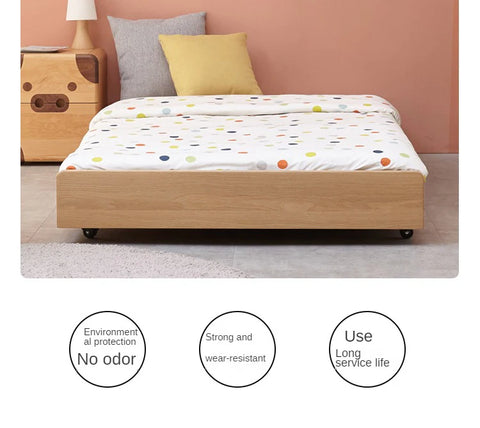 Oak, Beech solid wood floor bed with pulley toddler bed<