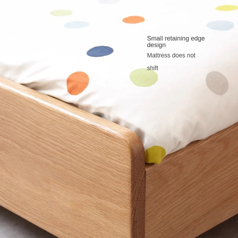 Oak, Beech solid wood floor bed with pulley toddler bed<