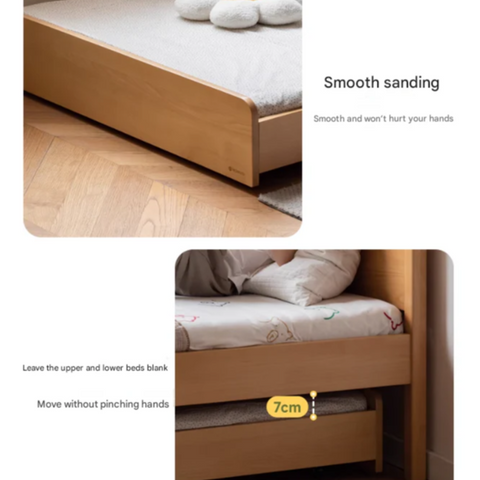 Oak, Beech solid wood floor bed with pulley toddler bed<